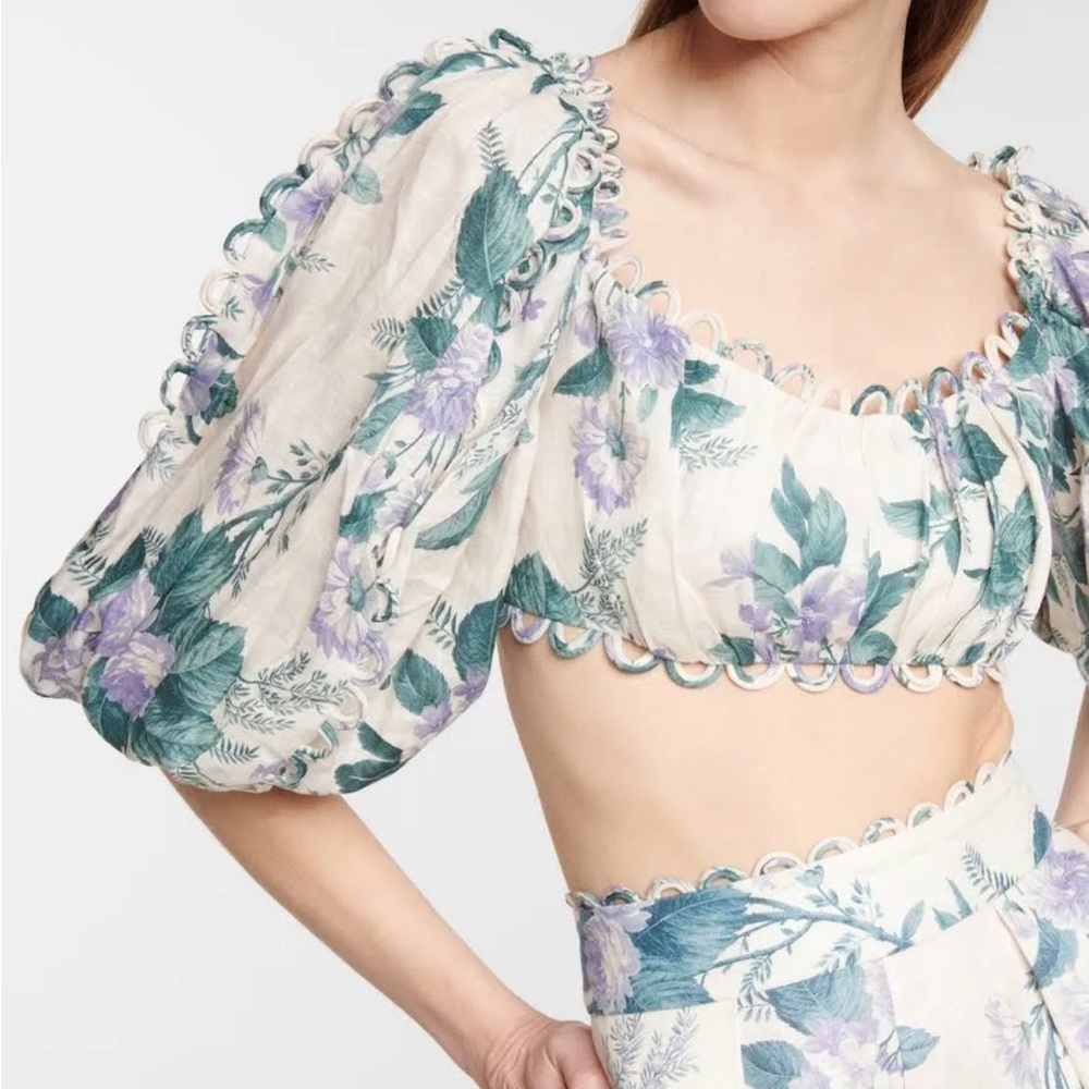 Zimmermann Exclusive Mytheresa – Cassia floral linen crop top - Picture 2 of 12
